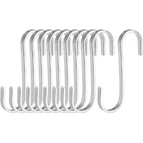 uxcell Stainless Steel S Hooks 3" Flat S Shaped Hook Hangers for Kitchen Bathroom Bedroom Storage Room Office Outdoor Multiple Uses 10pcs