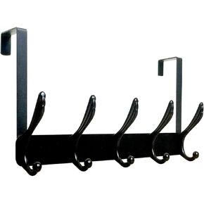 خطافات فوق الباب، رف تعليق للباب لتعليق المناشف والملابس والمعطف والحمام (5 خطافات مزدوجة، أسود) in Kuwait