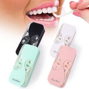 Portable Floss Dispenser,4 Pack Dental Floss Picks Dispenser,Dental Floss Portable Case,Automatic Floss Organizer for Women Men Teeth Cleaning in Kuwait