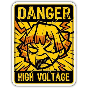 Yellow Haired Boy Anime Danger High Voltage Sticker Vinyl Decal [3x4 INCH], Funny Caution Sign for Electrical Panels, Breaker Boxes, Sockets, Generators, Electrical Towers (Black, Yellow)