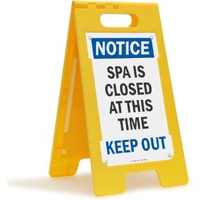SmartSign 24 x 18 inch “Notice - Spa Is Closed At This Time, Keep Out" Two-Sided BabyBoss A-Frame Sign Kit, Plastic, Multicolor (1 A-Frame + 2 Sign Panels), Made in USA