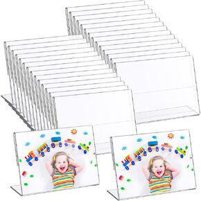 48 Pcs 5 x 3.5 Inch Acrylic Frame, Acrylic Sign Holder Clear Acrylic Picture Frame Horizontal Display Photo Booth Frames with Slanted Back for Home Office Wedding Birthday