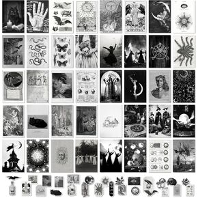 97 Decor Witchy Decor Aesthetic - 40 Pcs Gothic Wall Decor, Halloween Witch Wall Decor, Dark Witchy Art Prints, Goth Room Decor Gothic Wall Collage, Wiccan Spooky Home Decor for Bedroom (4"x6")