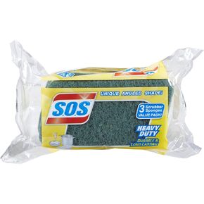 S.O.S Scrubber Sponge, Clorox Cleaning Sponge, Healthcare Cleaning and Industrial Cleaning, 3 Count - 91029