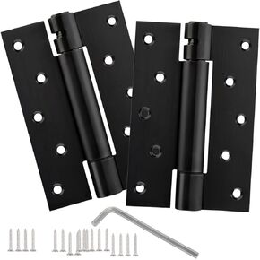 6 Inch Heavy Duty Self Closing Door Hinges Adjustable Spring Hinge 5/8 Inch Radius Corner Fire Rated Exterior Door Hinges Bathroom Pantry Basement Door Hinges - 2 Pack