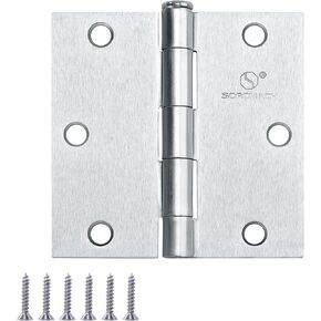Door Hinge 3 1/2 Inch Interior Door Hinges Matte Black 3.5 Inch Interior Hinges Flat Iron Hinge 3 ½"x 3 ½" Door Hardware Square Corner - 3 Pieces