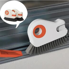 2 in 1 Groove Cleaning Brush Window Track Cleaning Tools, Multifunction Grout Cleaner Tool Grip Brush Hard Bristle Crevice Cleaning Brush for Sliding Door Track, Window Sill, Window Seal (2-1)
