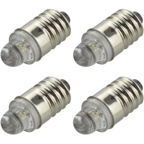 Ruiandsion 4pcs E10 LED Bulbs 3V 0.1W 3000K Warm White LED Bulbs for Torchlight Flashlight Torch Lights,Negative Earth