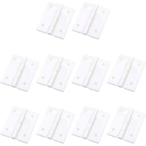 T Tulead 10PCS White Acrylic Hinges Butt Folding Hinge Mini Hinges 1.77"x1.5" Small Box Hinge,including Silver Screws