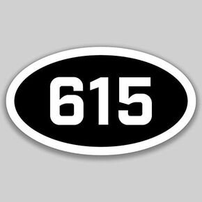 615 Area Code Sticker Tennessee Nashville Franklin Brentwood City Pride Love | 5-Inches by 3-Inches | Premium Quality Vinyl UV Resistant Laminate PD2629