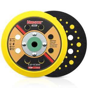 VIBRATITE 5 Inch DA Sander Hook and Loop Backing Plate Pad, 8 Hole Dustless Random Orbital Sanding Pad, Disc Sander Pad, Dual-Action Orbital Sander/Polisher Backing Pad, 5/16 Inch-24 Thread
