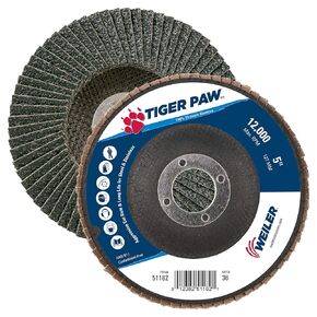 Weiler 51179 6" Tiger Paw Abrasive Flap Disc, Conical (TY29), Phenolic Backing, 40Z, 5/8"-11 UNC Nut (Pack of 10)
