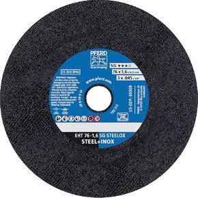 PFERD 69309 Flat Die Grinder Cut-Off Wheel, Type 1, Aluminum Oxide A, 3" Diameter x 1/16" Thick, 3/8" Bore, 25000 RPM, 36 Grit (Pack of 50)