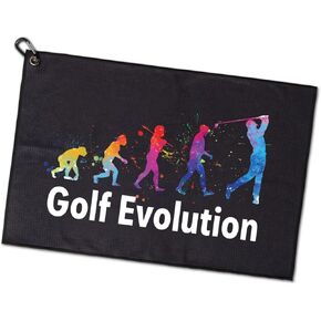 Golf Evolution Printed Microfiber Golf Towel, Funny Golf Towel Gifts and Golf Accessories for Men Women Dad Mom Grandpa, Fathers Day Birthday Gift for Golf Lover Golfer