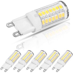 G9 led light bulb,5w replacement for 40w halogen G9 bulb, daylight 6000k,G9 corn crystal light for livingroom bedroom lighting(pack of 5)