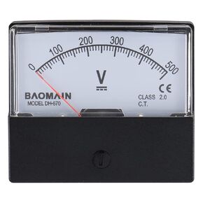 Baomain Voltmeter DH-670 DC 0-500V Rectangular Class 2.5 Analog Panel Volt Voltage Meter