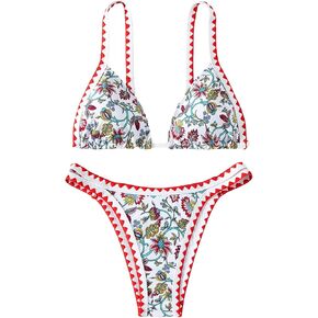 SHENHE Women's 2 Piece Floral Bikini Set Triangle Cheeky Brazilian Boho Swimsuit