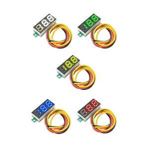 Voltage Tester,DC 0V-100V Mini Digital DC Voltmeter with 0.28 inch LED Display (5 Pcs), Blue,Green,White,Red