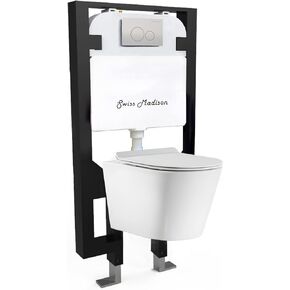 Swiss Madison Well Made Forever SM-WK465-01C - Calice Wall-Hung Round Toilet Bundle, Glossy White