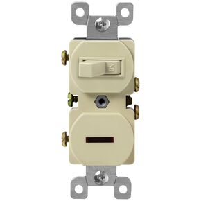 ENERLITES Combination Single Pole 15A/120VAC and Tamper-Resistant Receptacle 15A/125VAC, Residential Grade, UL Listed, 62150-TR-W, White, Toggle Switch Outlet