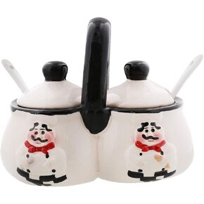 Servette Home Chef Condiment Holder with Lids and Spoons