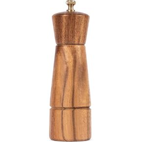Pepper Grinder, Pepper Mill with Adjustable Stainless Steel, Acacia Wood, 16.5 cm Height, Bottom Dia: 5 cm, Upper Dia: 4.5 cm (Tray is NOT Included)