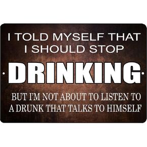 Rogue River Tactical Funny Beer Alcohol Sign Metal Tin Sign, 12x8 Inch, Home Bar Kitchen I Should Stop Drinking Wall Decor