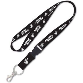 WinCraft Miami Heat Lanyard with Detachable Buckle, 1" - Black