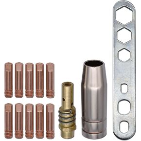 MB15 15AK Contact Tip .023'' & 0.6mm M6 & Tips Holder Difuser & Shield cup For MB15 15AK MIG Welding Torch 13pcs