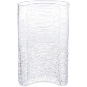 Crescent Shaped Glass Vase Ripple Texture Thickened Flower Vase Modern Vase Center Decoration(L,Apricot)