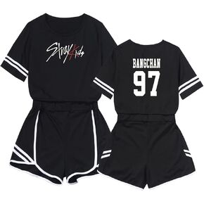 Stray Kids Merch Tshirt Support Shirt + Hot Pants Set Jisung Felix Minho Changbin Tee Unisex Tops