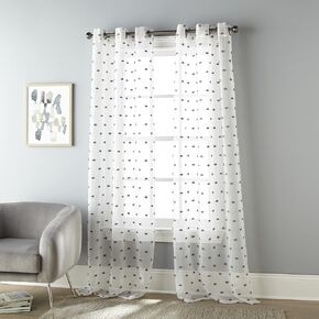 Stratford Park Window Curtain Panel, Header Size 2'', Sheer, Light Mineral, Set of 2, 37x84''