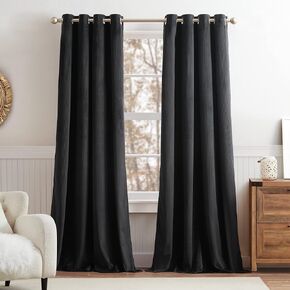 G.H. Bass & Co. Curtains with Blackout Lining - Clark Corduroy - 2 Panels 50 x 84 Inches - Window Curtains for Living Room Bedroom - Grommet Panel Pair, 84", Charcoal Grey