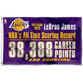 Los Angeles Lakers LaBron James Scoring Record Indoor Outdoor Flag Banner