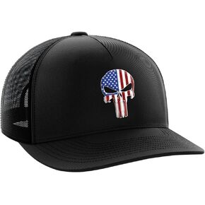 Tactical Pro Supply - Patriotic USA Snapback Hat for Men or Women, Snap Closure Design, Decorated with PVC Embossed Logo - Punisher USA - One Size
