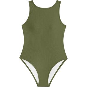 WDIRARA Girl's Round Neck One Piece Swimsuit Beach Bathing Suit Monokini