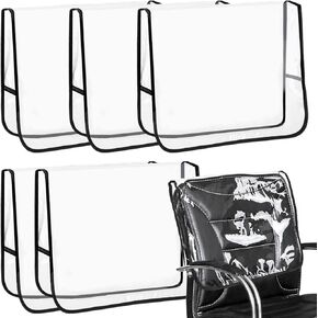 5PCS Salon Chair Back Cover Protectors - Clear Chair Covers Salon Equipment Clear Plastic Salon Chair Cover for Most Standard Salon Chairs (Black Edge)