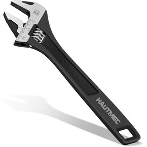 HAUTMEC 6 inch Adjustable Wrench Extra Wide Jaw Black Finish Adjustable Wrenches Drop-Forged CR-V Steel Metric & SAE Scales for Home Garage Workshop DIY