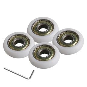 CNBTR 4Pcs Ball Bearing Guide Pulley Roller Round Wheel 8x30x8.5MM White (with Wrench)