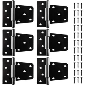 Heavy Duty Gate Hinges 3.5 inch 6 Pack, Black Iron Door Hinges for Shed Barn Wood Fence Gate (Included Screws)