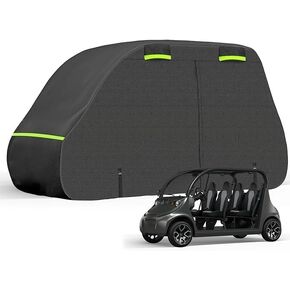 SAPUBK 4 Seat Golf Cart Cover Replace for Chrysler/Polaris GEM E4 Neighborhood Electric Vehicle with Side Zipper Door for Outdoor Rain Snow Dust Protection