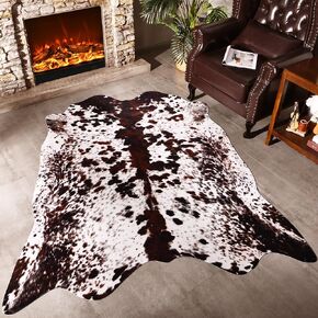 Premium Cowhide Rug 5.2 x 6.2 Feet,Western Decor Faux Cowhide Rug,Thickened Cow Print Rug,Cow Rug for Bedroom Living Room Home Office Decor