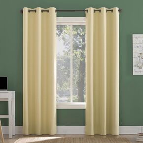 Sun Zero Miles Woven Grid Textured Total Blackout Grommet Curtain Panel, 40" x 63", Yellow