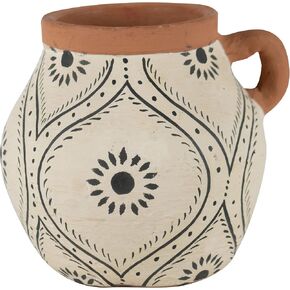 Foreside Home and Garden Foreside Home & Garden White Sunburst Terracotta Bud Vase Multicolor