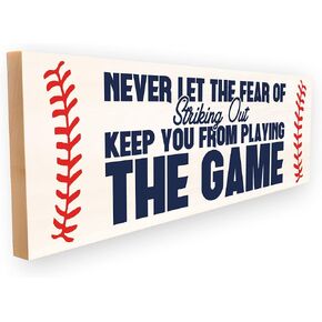 Fear of Striking Out. Crafted from Solid Hardwood in our Tennessee Mill, this Wooden Sign Features a Keyhole Hanger for Wall Display.