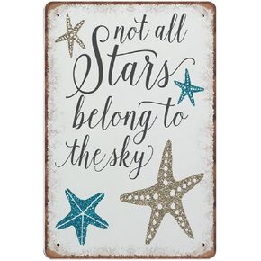 Vintage Metal Tin Sign Starfish Ocean- Ocean Sea Nautical Stars Funny Retro Wall Art for Kitchen Bathroom Home Decor Gifts Sign 140x200 mm