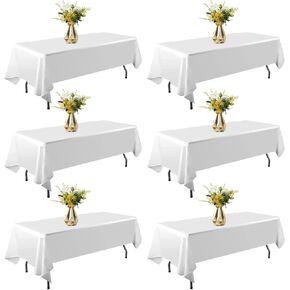 6 Pack Rectangle Black Table Cloth 60×84 Inch Polyester Tablecloth Wrinkle Resistant Washable Reusable Table Covers for Party Wedding Banquet Birthday