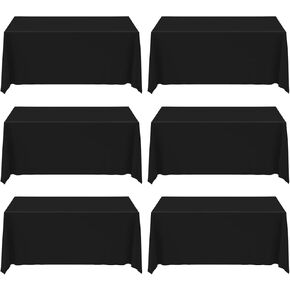 6 Pack Rectangle Black Table Cloth 60×84 Inch Polyester Tablecloth Wrinkle Resistant Washable Reusable Table Covers for Party Wedding Banquet Birthday