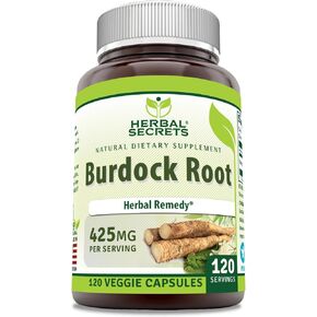 Herbal Secrets Burdock Root Supplement | 425 Mg Per Serving | 120 Veggie Capsules | Non-GMO | Gluten Free | Made in USA