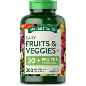Nature's Truth Fruit and Veggies Supplement | 200 Vegetarian Capsules | 20+ Fruits & Vegetables | Vegetarian, Non-GMO, and Gluten Free Supplement